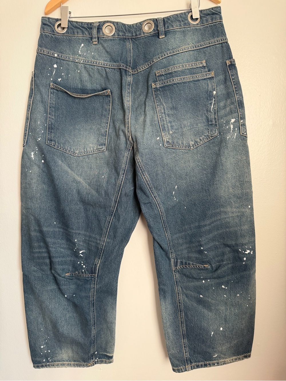 We The Free FP Moxie Mid Rise Barrel Jeans Timeless Blue Women Size 32 Wide Leg - Picture 7 of 12